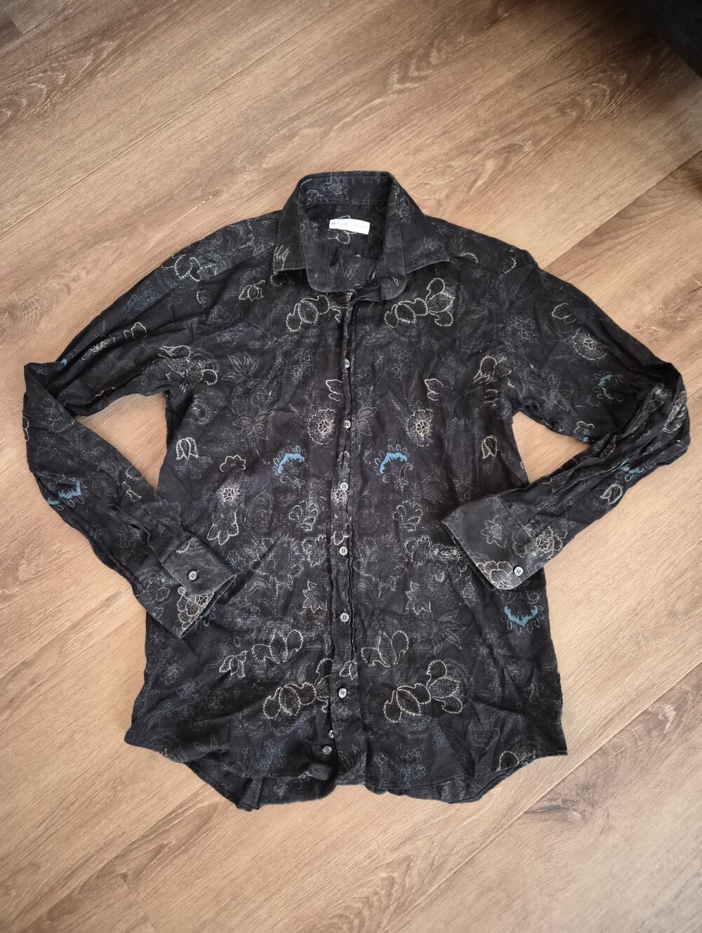 Etro Black Floral Button-Up Shirt 40